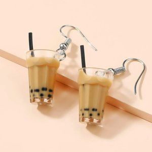Coffee milk boba tea drink mini earrings